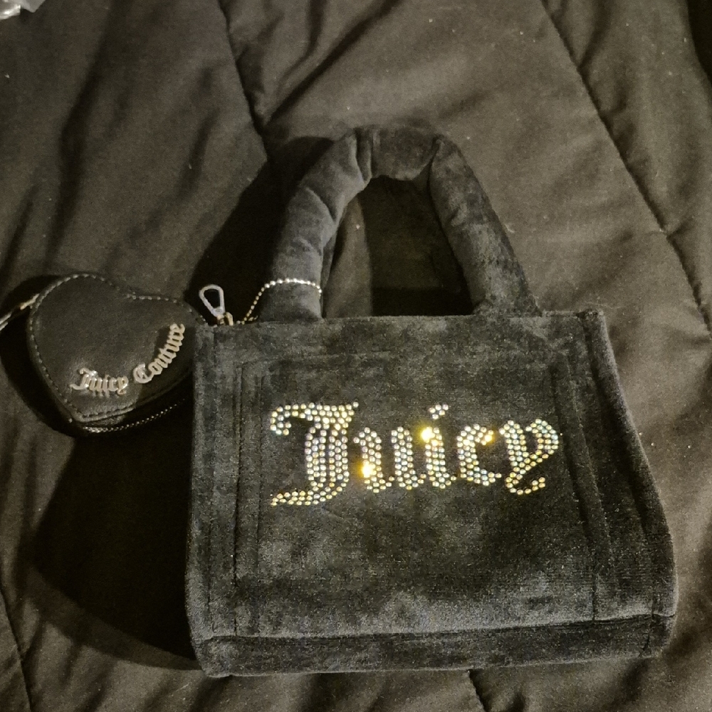Juicy Couture Black Mini Bag with Rhinestone Embellishments